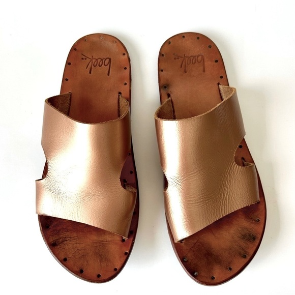 Beek Blackbird Bronze Gold Metallic Leather Slide Sandals Size 5 - Picture 7 of 13